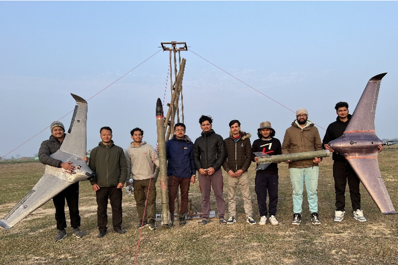 SRB team with their rocket prototype